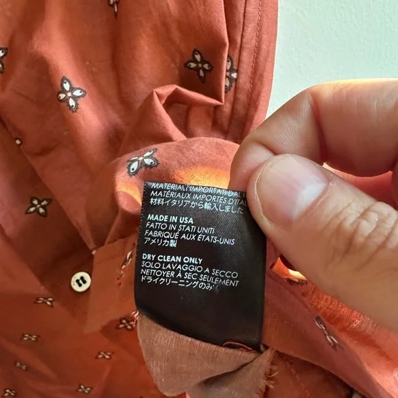 AMIRI Rust Silk Bandana Raw Hem Shirt - Picture 4 of 6